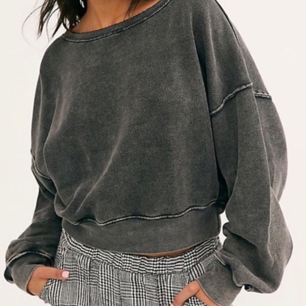 Free People Distressed Cropped Pull Over